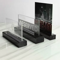 Support d'affichage de table publicitaire personnalisable en acrylique lumineux à LED, transparent et changeant de couleur