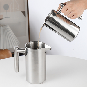 Thép Không Gỉ 600Ml Pháp Báo Chí Cà Phê <span class=keywords><strong>Maker</strong></span> Set Cổ Điển Hướng Dẫn Sử Dụng Kim Loại Du Lịch Di Động Loại Cà Phê - Product Image 6