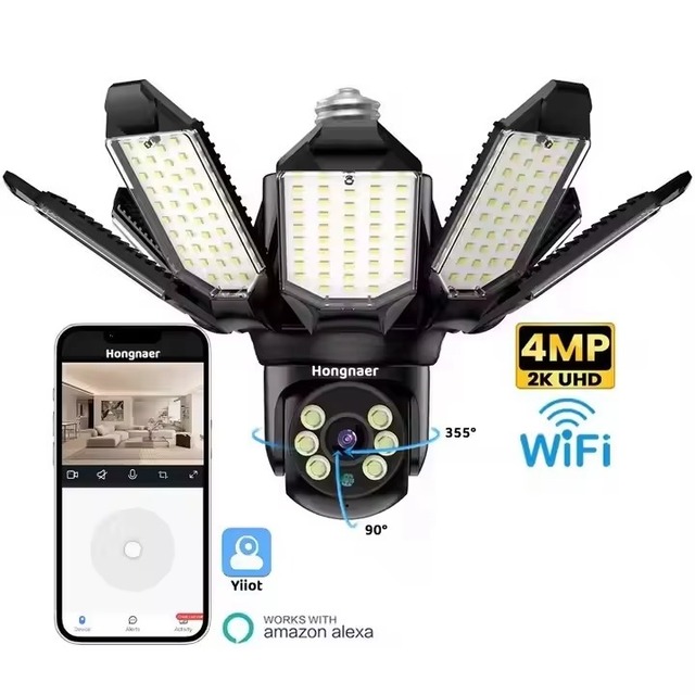 Indoor Wireless Wifi Light Bulb Camera 4MP YiIOT Ptz 360 Led Light Network Security Camera