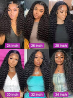 Peluca frontal de encaje HD con rizos profundos, peluca frontal de encaje transparente 13x4, pelucas de cabello humano pre-arrancadas para mujeres afroamericanas