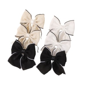 Fermaglio per capelli da bambina in tessuto tinta unita con rivetti in cristallo, bordo sigillato, stile Lolita, elegante, per la scuola, 5x3.5cm - Product Image 4