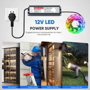 Alimentation <span class=keywords><strong>LED</strong></span> <span class=keywords><strong>12V</strong></span> 5A 60W, <span class=keywords><strong>transformateur</strong></span> <span class=keywords><strong>LED</strong></span> étanche IP67 (AC 110-220V vers <span class=keywords><strong>12V</strong></span>/24V) <span class=keywords><strong>avec</strong></span> prise 3 broches - Product Image 2