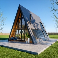 Maison préfabriquée modulaire en métal de 50 m² pour la Pologne, la Tunisie, à faible coût, 2 chambres, forme triangulaire, 80 m²