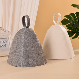 Modern Minimalist Grey <b>Felt</b> Sauna Cap Nordic Style Spa & Wellness Headwear High Absorbent Sauna Hat for Home Use - Product Image 3