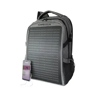 Sac à dos de randonnée imperméable pratique pour l'extérieur avec chargeur USB Panneau solaire pour produits numériques Sac à dos