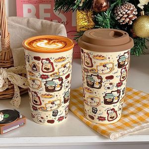 Ceramic Mug Cartoon Pattern Covered Coffee Cup For Coffee Lovers Birthday Gift - Product Image 1
