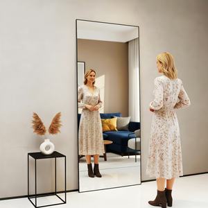 Espejo Decorativo Rectangular de Cuerpo Entero con Marco Metálico Estilo Art Deco, Hecho a Mano con Vidrio Templado Delgado, para Montar en la Pared - Product Image 4