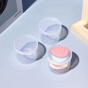 Caja de Almacenamiento Redonda de Plástico Transparente para Esponjas de Maquillaje, Organizador de Cosméticos y Accesorios del Hogar - Product Image 1