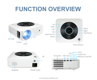 Mini projecteur LCD professionnel 1080p 4K avec WiFi, haut-parleurs intégrés, correction trapézoïdale 45° - Cinéma maison intelligent portable