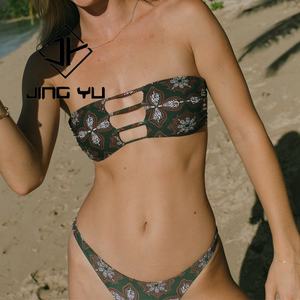 Conjunto de Traje de Baño de Fabricante en Oferta, Ropa de Playa Hawaiana, Bikini Estampado de Poliéster Hueco Personalizado de Alta Calidad - Product Image 3