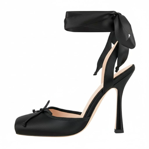Escarpins à talons hauts en satin pour femme, bout carré, à bride <span class=keywords><strong>cheville</strong></span> avec nœud, pour soirée et événement - Product Image 5