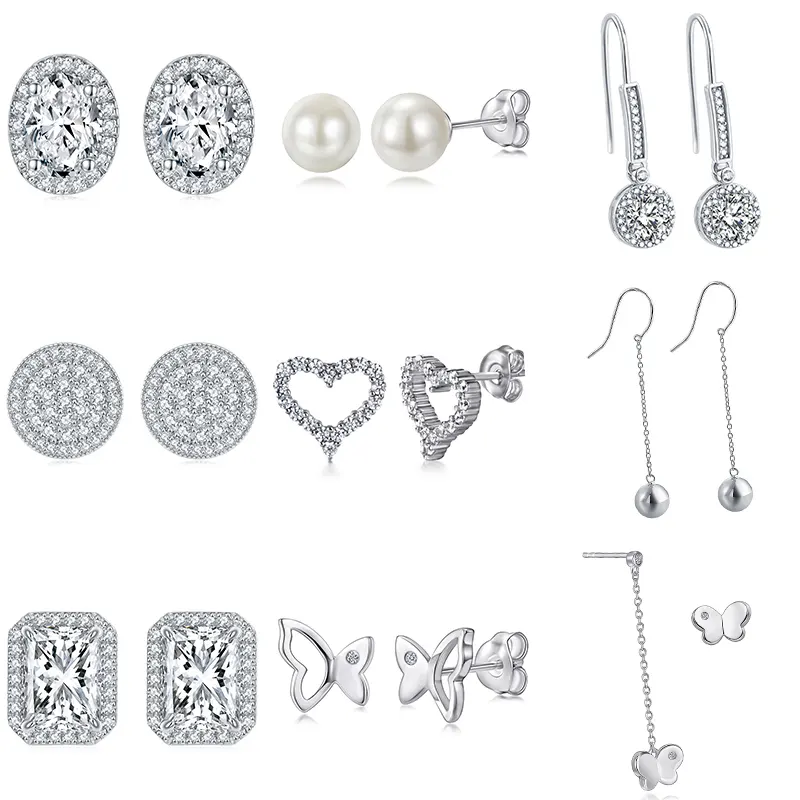 Fine Jewelry Simple Pearl Stud Earrings 925 Sterling Silver Wholesale Stud Earrings For Women