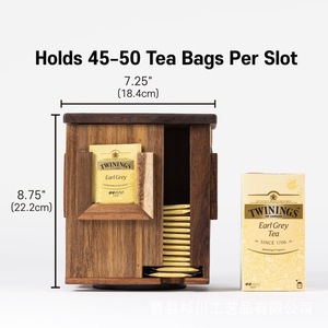 Wooden Tea Bag <b>Storage</b> <b>Box</b> Rotating Desktop Organizer Solid Wood Multi Compartment For Office <b>Kitchen</b> Use - Product Image 3