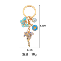 Gantungan Kunci Kupu-kupu Bunga Enamel Tema Alam Liontin Mutiara Pesona Kunci Logam Cincin Kunci Logam Set Hadiah Souvenir Ulang Tahun Pernikahan