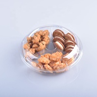 Boîtes à gâteaux écologiques en PET transparent pour desserts, en-cas, plats à emporter, emballages en plastique ronds à 3 compartiments pour pâtisseries
