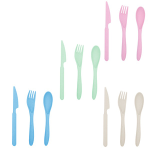 Juego de Cubiertos Portátil Ecológico Reutilizable de 3 Piezas, Cuchillo, Tenedor y Cuchara de Paja de Trigo y PP para Viajes, Escuela, Oficina, Campamento y Picnic - Product Image 1