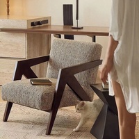Fauteuil inclinable en tissu velours rétro français Zayshine, salon, chambre à coucher, pieds en bois massif, villa, café, fauteuil de détente