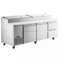 Table de préparation à pizza en acier inoxydable personnalisable, comptoir à pizza réfrigéré, réfrigérateur à pizza avec tiroirs