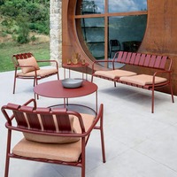 Ensemble table et chaises de café en fer, style rétro industriel moderne, durable, imperméable, pour jardin, cour, meubles d'extérieur