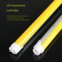 Tube LED T5 T8 sans UV couleur jaune, filtre UV semi-conducteur 500 nm, lumière LED T8 4 pieds ambre 18W pour salle blanche et musée d'art