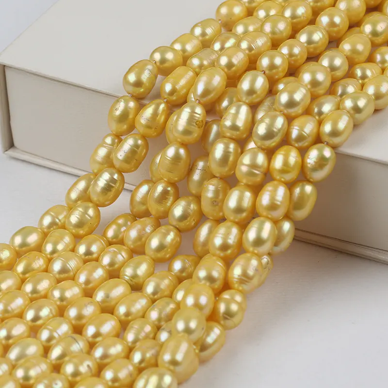 Wholesale natural freshwater pearl loose beads gold rice pearl string DIY material jewelry accessories