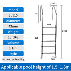 Échelle de <span class=keywords><strong>piscine</strong></span> en acier inoxydable de haute qualité avec marches en plastique, de 2 à 5 marches - Product Image 6