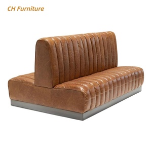 Banquette de restaurant personnalisable, superposée des deux côtés, en cuir marron <span class=keywords><strong>vintage</strong></span>, pour <span class=keywords><strong>club</strong></span> et café - Product Image 3