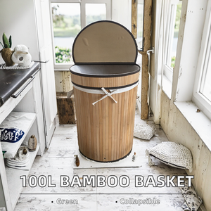 Cesto de Ropa Plegable Ecológico de Tela de Lino Marrón con Asas, Capacidad para Almacenamiento en el Cuarto de Lavandería y el Dormitorio - Product Image 2