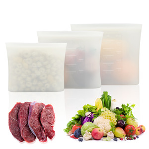 Reusable Silicon Food Bags <strong>Microwaveable</strong> Freezer Silicone Food <strong>Storage</strong> Zip Bag Leak Proof Stand up Pouch Bag for Food <strong>Storage</strong> - Product Image 2