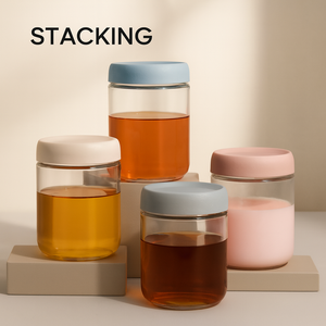 Bocaux en verre écologiques à large bouche couvercles hermétiques 16oz conteneurs de stockage de yaourt d'avoine de nuit salade nourriture collations stockage d'épices - Product Image 3