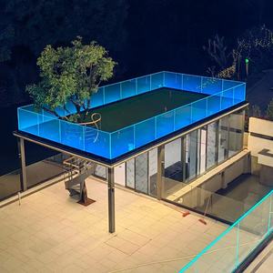 درابزين زجاجي بضوء Led ، سياج من الزجاج المقسى والألومنيوم ، درابزين زجاجي على شكل حرف U من الشرفة الفرنسية - Product Image 3