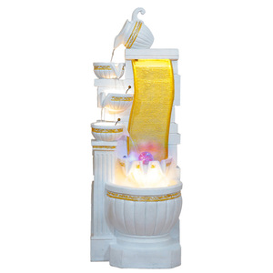 น้ำพุเรซิ่นสไตล์มินิมอลสมัยใหม่ พร้อมไฟ LED สำหรับตกแต่งบ้าน สำนักงาน และห้องนั่งเล่น - Product Image 5