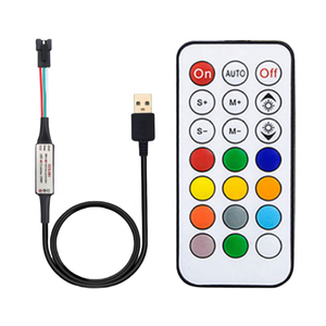 5V USB 21Key <span class=keywords><strong>Mini</strong></span> Led <span class=keywords><strong>Controller</strong></span> Dream Full Color RF Remote para 3Pin 5050 RGB WS2812 WS2811 SK6812 Pixels Strip Light Ring Panel - Product Image 1
