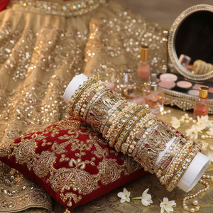 Elegant Kundan Pearl & Meenakari <b>Bangles</b> <b>Set</b> Designer Premium Jewelry Bridal Accessories Collection - Product Image 3