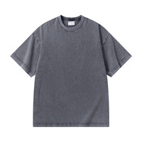 T-shirt noir surdimensionné 300 g/m² personnalisé avec logo, 100 % coton épais pour homme, style Puff, vente en gros