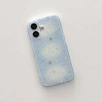 Coque de téléphone artistique bleu et blanc avec halo d'étoile anti-traces de doigts, compatible avec iPhone 17, 16 Pro Max, 15, 14, nouveau modèle 13