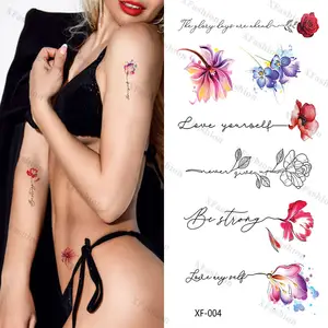 Tiny Floral Violet Small Sweet Pea Tattoo Etiqueta temporal Acuarela Flor Lavanda Tatuajes temporales para mujeres