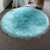 Tapis rond à poils longs pour salon, tapis de sol en fausse fourrure, couleur unie, style moderne minimaliste, pour chaises d'ordinateur, chambre à coucher, chevet
