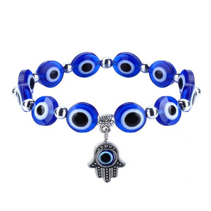Pulsera de cristal de Ojos de demonio, pulsera colgante de Palma, pulsera de pareja con cuentas de ojos esmaltados - Product Image 2