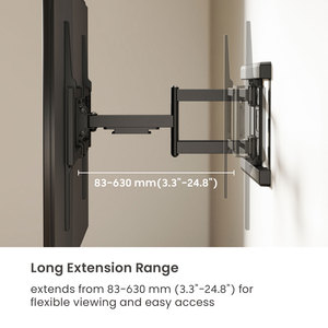 Support mural <span class=keywords><strong>TV</strong></span> universel robuste inclinable et pivotant pour téléviseurs de 55 à 120 <span class=keywords><strong>pouces</strong></span>, capacité 100 kg, VESA max. 900x600, grande taille, mouvement complet - Product Image 3