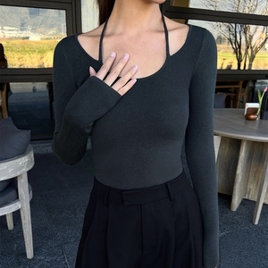 Thiết Kế Cảm Giác Treo Phong Cách Treo Cổ Dệt Kim Đáy Áo Sơ Mi Phụ Nữ Thiết Kế Cảm Giác Mùa Xuân Mỏng Mỏng Bên Trong Tops - Product Image 3