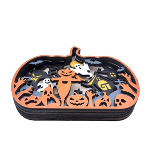 Décoration de bureau d'Halloween : Citrouille multicouche simulée avec fantôme de maison hantée et épouvantail - Product Image 6