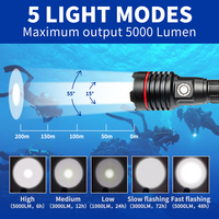 Lampe de plongée industrielle Submariner-26S OEM, 5000LM, 5500K, 4 modes, indice IP68, corps en alliage d'aluminium, rechargeable par USB