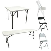 Tables de salle à manger d'extérieur pliantes en plastique et acrylique, rondes, 60 pouces, 6, 7, 8 pieds, pour 10 personnes