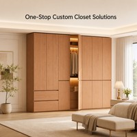 Armoire murale intelligente préfabriquée en chêne blanc, système de dressing, meuble de chambre à coucher, vente en gros