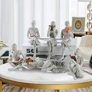 المرأة اللبية التي تقرأ الكتاب، نمط التأمل المنزلي، تمثال مجسم مجسم مجسم مجسّم لنمط المنزل الحديث - Product Image 2