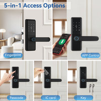 Serrure de sécurité intelligente sans clé, contrôle par application WiFi Tuya, empreinte digitale, code, carte IC, déverrouillage multiple pour portes en bois