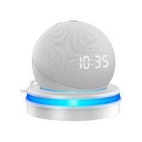 Support de bureau pour Echo Dot 4e/5e génération avec organisateur USB-C, éclairage LED RGB et fonction téléphone pour home cinéma (support uniquement)