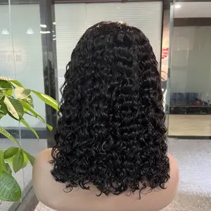 Short Bob Curly Human Hair Wigs For Women Brazilian Natural Deep Wave Transparent Lace Wig 5x5 Lace Closure Wigs Pre Plucked