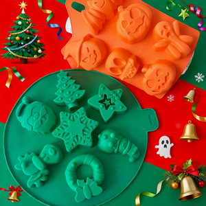 Molde de silicona de forma geométrica <span class=keywords><strong>para</strong></span> dulces y chocolate-Calcetín de Navidad y diseño de campana, estilo <span class=keywords><strong>divertido</strong></span> de Halloween, accesorio <span class=keywords><strong>para</strong></span> hornear - Product Image 1